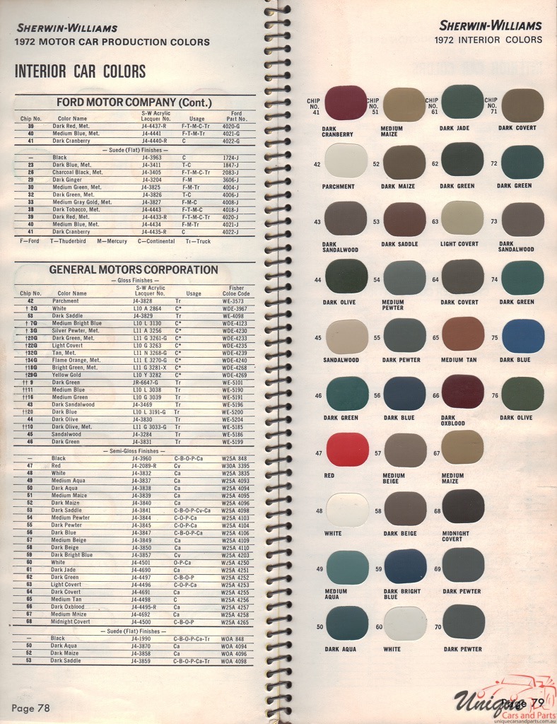 1972 Ford Paint Charts Williams 11